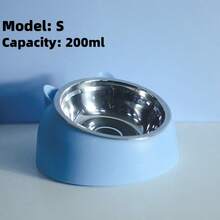 1 pieza de tazón de acero inoxidable para perros, con un diseño científico con una inclinación de 15 grados - Diseño con forma de oreja de gato y perro, plato para alimentación y bebida de mascotas, adecuado para perros y gatos pequeños y medianos, accesorio para mascotas duradero y de moda