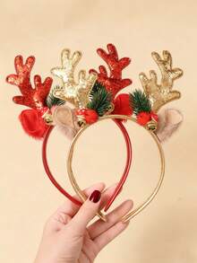 1 Pc Girls Christmas Deer Antler Headband Holiday Decoration Gift Headband Hair Accessories Headdress Suitable For Holiday Matching