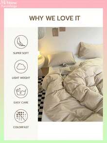 3 件套米色床上用品套装，1 个羽绒被套和 2 个枕套，柔软舒适的纺织品，亲肤，多种颜色可选，适合宿舍房间，简约时尚的家居装饰，柔软舒适的卧室床上用品，可水洗套装，无需填充物 - 卡其色 - 查看 6