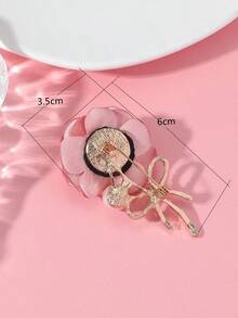 1pc Romantic Pink Rose Flower Shaped Brooch With Faux Pearl And Rhinestone Decor For Women's Casual & Party Outfits - 紅色 - 查看 4