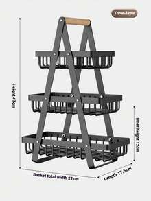1 pieza Bandeja de cesta de frutas reforzada de 2/3 niveles, estante de almacenamiento para encimera de cocina con varillas de soporte adicionales para frutas, verduras, pan y aperitivos; estantes desmontables ahorradores de espacio adecuados para despensas, armarios y encimeras, y se utilizan a menudo para exhibición en el hogar y la cocina. Cesta de frutas negra.