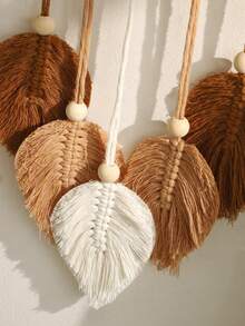 1 chiếc kệ treo tường hình lá đan thủ công, phong cách Bohemian, kệ gỗ treo tường, thích hợp cho phòng tắm, phòng ngủ, phòng khách, không bao gồm kẹp. - Nhiều màu - Xem 9