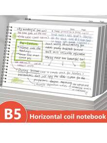 1 pièce Cahier spirale format B5, contenant 60 ou 120 pages, avec des pages transparentes épaisses et une reliure spirale horizontale, pratique pour tourner les pages, convient pour la prise de notes, la tenue d'un journal et l'écriture créative - B5 - Voir 6