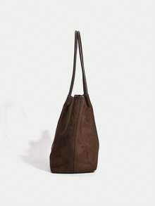 Bolso de ante marrón café retro, nueva colección primavera 2026. Bolso de hombro de gran capacidad con bolsillo pequeño y bolso de axila, para uso empresarial y casual, ideal para ir al trabajo, compras, citas, viajes, estudiantes universitarios y otras ocasiones. Bolso de mano para mujer, de uso diario. - Café integral - Ver 5