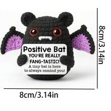 1pc Bat Hand-Woven Plush Doll Ornaments With Encouraging Words Can Be Given As Small Gifts To Friends And Family. Lovely Plush Doll Gift Design And Encouraging Words Are Very Warm And Sweet! These Lovely Dolls Will Always Be Your Friends, And They Will Make You Feel Relaxed And Happy! Home And Desk Decorative Ornaments Cute Knitted Ornaments Are Very Suitable For Home Living Room And Desk