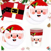 40/20/10 piezas Platos de papel navideños, platos de cena de 7/9 pulgadas con patrón de Papá Noel, vajilla para fiesta de Navidad, papel delgado impreso con cinturón navideño, platos y decoraciones de mesa navideños, suministros para fiestas festivas, vajilla navideña linda, adecuada para bodas, cenas de Navidad, fiestas, cumpleaños, picnics, barbacoas, Navidad, cocina, accesorios de cocina Navidad, decoraciones navideñas, pijamas navideños, regalos de Navidad, decoración navideña