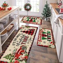 1/2/3pcs Thick 0.47inch/1.2cm Christmas Theme Kitchen Mat - Farmhouse Truck & Buffalo Plaid Design, Non-Slip, Stain Resistant, Machine Washable, Suitable For Home, Office, Laundry, Bathroom - Premium Flannel Surface With Memory Foam Backing - Multicolor - View 15