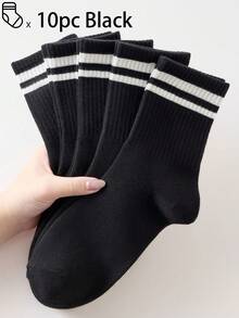 40只/30只/24只装男女通用舒适运动袜，男士长袜适合运动和训练，女士长袜适合休闲和商务穿着，抗菌、柔软、黑白配色、防臭、吸湿排汗、轻便舒适，适合秋冬季节穿着，20只/10只/8只/6只/4只/2只装，秋季 - 彩色 - 查看 8