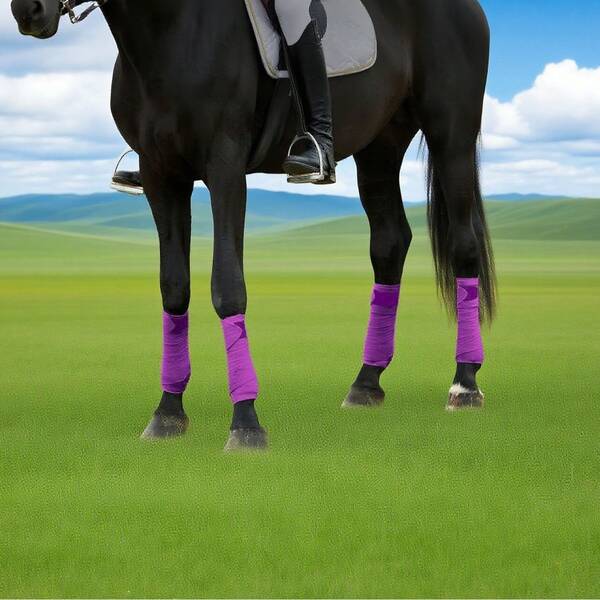4pcs Purple Fleece Horse Leg Wraps, Soft Padded To Protect Tendons, Breathable Shock-Absorbing, Suitable For Daily Riding, Competitions, Training