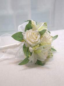 1 Bouquet Small Artificial Rose Wedding Bride & Bridesmaid Bouquet, Colorful Forest Theme Wedding Bouquet, Elegant Wedding Party Photo Decor Flowers, Christmas, Daily Gift