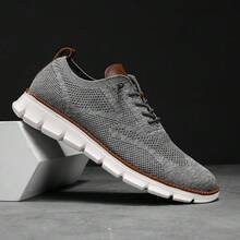 双星581男士休闲透气运动鞋，适合日常穿着 - 深灰淺灰 - 查看 6