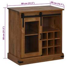 Sideboard HALDEN With Sliding Door 80x40x80 Cm Solid Wood - Brown - View 10