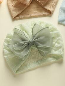 jralon Set de 3 gorros de tul con lazo lindos para bebés e infantes, diademas elásticas suaves para sesiones de fotos al aire libre y uso diario