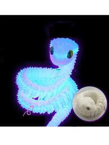 30cm Glow-In-The-Dark 3D Printed Snake Decor, New Year Gift, Full Articulated Viper Model, Realistic Animal Statue, Available In 30cm Rainbow, Glow Green, Solid Black And Solid White, 3D Printed Snake (Eye Color Random)