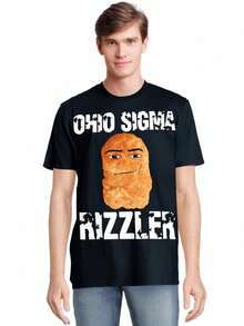 Ohio Sigma Rizzler Meme Rizz Internet Memes Funny Memes GenZ T-Shirt Tee For Adult, Men, Women, Teen, Teenager, Adolescent, Youth. - Black - View 1