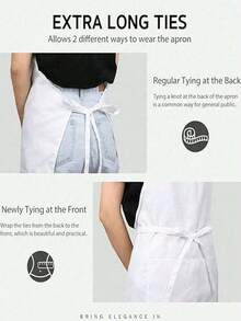 1/2 件女士涤纶围裙，简约风格黑色带口袋围裙，加厚腰围裙，时尚家务厨房家居工作服，厨房用品 - 彩色 - 查看 3