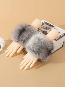 Autumn/Winter Fashion New Fluffy Soft Fluffy Outdoor Windproof Warm Women Arm Sleeves, Solid Color Cute Casual Polyester Arm Warmers For Sports, Leisure, Outings And Festivals