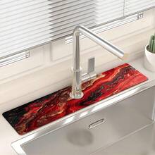 1 miếng lót thoát nước bồn rửa họa tiết bãi biển màu đỏ nghệ thuật, miếng lót vòi nước nhà bếp/phòng tắm chống trượt bằng đất tảo cát và cao su khô nhanh, thấm hút độ ẩm, miếng lót thoát nước bằng silicon chống trượt bằng bùn tảo cát, miếng lót thoát nước nhà bếp gia dụng, miếng bảo vệ bồn rửa mặt, phù hợp với mọi loại vòi nước trong phòng tắm và nhà bếp. - Nhiều màu - Xem 5