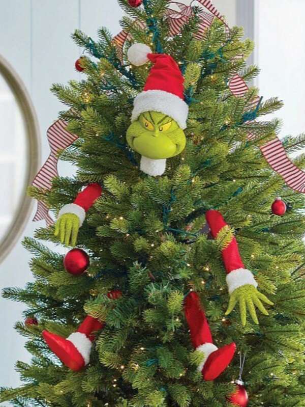 Grinch Green Furry Monster Cartoon Character Christmas Tree Ornament, Grinch Hand & Foot Set Christmas Tree Hanging Decor, Garden Decoration, Office Decor, Home Atmosphere Decoration Gift, Shop/Restaurant/Hotel Hanging Decor, Party Decoration, Wedding Decor, Unique Christmas Gift For Family And Friends (Color May Vary Slightly)