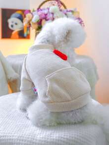 1 pieza Ropa para mascotas, Lindo atuendo para perros/gatos pequeños, Suéter de cuello redondo cálido y cómodo para otoño/invierno