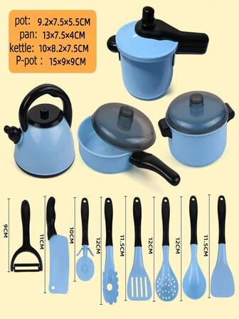 儿童过家家玩具烹饪用具锅碗瓢盆过家家玩具厨房模拟玩具披萨切菜玩具厨具套装角色扮演游戏厨房配件餐具套装儿童复活节生日礼物儿童节万圣节圣诞节礼物儿童过家家玩具