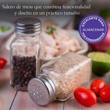 Set De  Saleros Pimenteros Vidrio Con Agujeros Salero Con Tapa Acero Inoxidable Para Mesa Transparentes Diseño Duradero Y Práctico Fácil De Llenar Y Limpiar De - Clásico - Ver 11