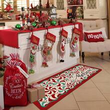 1/2/3 Pcs Thick 0.47 Inch/1.2 Cm Christmas Kitchen Mat Set, Christmas Kitchen Rug Set, Santa Lollipop Pattern, Christmas Kitchen Decor, Suitable For Kitchen, Home Office, Laundry Room, Bathroom, High Quality Flannel Material + Non-Slip Backing - Multicolor - View 12