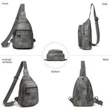 Sling Bag For Women Men Vegan Leather Crossbody Bags Fanny Pack Purse Backpack Over Shoulder Bag Travel Anti Theft,Vacation Essentials&Back-To-School Essentials - 深灰色 - 查看 8