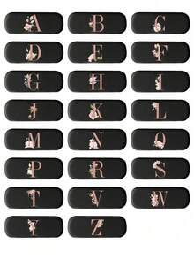 Printed With Flowers And Letters A-Z Elegant Personalized Black Glasses Case For Men & Women - Hard Shell Eyeglass Protector With Wear-Resistant Soft Lining, Suitable For Prescriptions Eyeglasses And Various Eyeglasses Accessories For Women- Portable Myopia & Glasses Organizer For Travel & Daily Use,Birthday Party Gifts(Except U Q X)