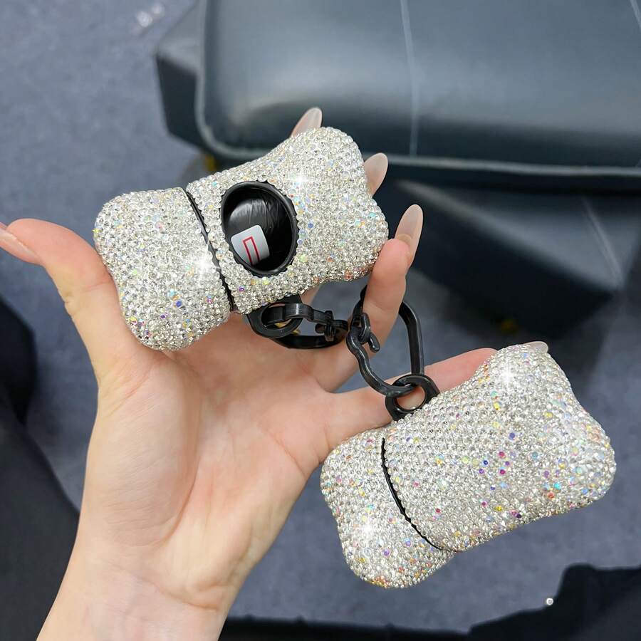 1pc Luxury Rhinestone Studded Pet Poop Bag Holder, Creative Diamond Encrusted Dog Bone Shaped, Reptile-Friendly Plastic Poop Scoop Set, Pet Waste Cleanup Accessory, Essential For Pet Travel, Birthday Party Holiday Gift, Decorative Artwork, Halloween, Thanksgiving, Christmas