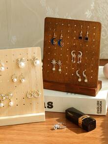 1PC/2PCS Giá treo trưng bày bông tai mini phong cách vintage màu gỗ óc chó, giá treo trang sức đứng sáng tạo bằng gỗ, giá lưu trữ bông tai - Nhiều màu - Xem 9