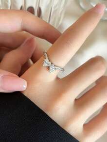 1 pieza Anillo de mujer casual y simple con mariposa ajustable para uso diario, citas, novia, compañera de clase, pareja, joyería con circonita cúbica