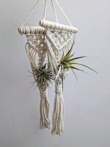 Air Plant Holder Mini Plant Hanger Macrame Hanging - White - View 4
