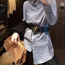 Vintage Style Faux Leather Belt, Rivet Buckle Design, Elastic Wide Waistband, Suitable For Dresses, Jackets And Suits, Lightweight And Comfortable, Non-Textile Material, Suitable For Mature Occasions, One Size Fits All - Wide C Buckle - View 9