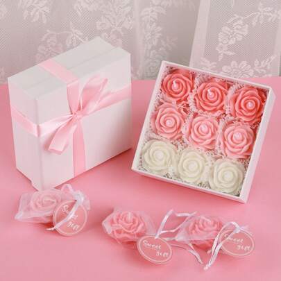 9pcs/ Simulated Rose Scented Candle Gift Box, Handmade Scented Candles, Suitable For Souvenirs, Valentine's Day Gifts, Birthday Candles, Home Decoration, Holiday Decoration, Room Decoration, Home Accessories, Rose Shaped Candles,Mother's Day Gift