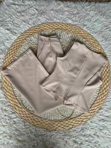Formal Set Pantaloons Pants High Waist Pockets Tailoring Vest Buttons Simple Elegant Casual Pocket Zipper - Beige - View 4