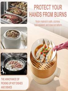 Silicone Multi-Function Heat Resistant Tongs - Heatproof Silicone Grip, Non-Slip Coating, Ergonomic Hot Plate, Tray Stand - Food Processing Kitchen Tool, Microwave Steamer Tongs, Multi-Function Bowl Rack Clip, Air Fryer Tongs, Heat Resistant Handle, Heat Resistant Bowl Clip, Oven Pot Clip - Multicolor - View 7