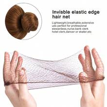 50/100 Peças Rede Elástica Invisível para Coque de Cabelo, Tela Marrom de 20 Polegadas, Adequada para Bailarinas, Penteados de Peruca e Dormir - Design Minimalista Elegante, Acessórios de Balé, Rede para Coque de Dança, Rede de Peruca Ultra-Fina, Rede Elástica para Coque, Rede Invisível para Aeromoça, Conjunto de Ferramentas de Penteado, Kit de Ferramentas de Penteado, Acessórios de Cabelo para Casa, Verão, Férias, Viagem, Festival, Aniversário - Multicolorido - Visão 6