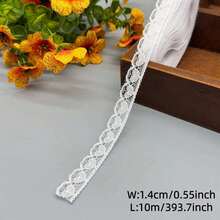 Cuộn ruy băng viền vải ren trắng 7 kiểu 70M, ren thêu thủ công dùng để may vá, đồ thủ công tự làm, trang trí váy cưới và tiệc sinh nhật - Nhiều màu - Xem 8