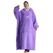 Oversized Blanket Hoodie, Hooded Blanket For Women, Solid Color Ultra Soft Warm Wearable Blanket Sweatshirt Women Men Adult, Gift For Ladies - Multicolor - View 8