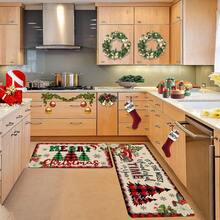 1/2/3pcs Thick 0.47inch/1.2cm Christmas Theme Kitchen Mat - Farmhouse Truck & Buffalo Plaid Design, Non-Slip, Stain Resistant, Machine Washable, Suitable For Home, Office, Laundry, Bathroom - Premium Flannel Surface With Memory Foam Backing - Multicolor - View 8