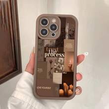 Fashion Flower Pattern Phone Case, Cute Design Phone Protective Cover, Phone Accessory Compatible With IPhone - Coffee Brown - View 2
