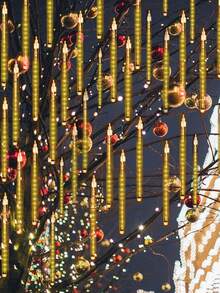 1pc Solar Powered Lights, Suitable For Garden, Landscape, Pathway, Yard, Lawn, New Year Holiday Gift, Solar Outdoor Christmas Lights, Solar Raindrop Lights String, 8 Tubes 192 LED Meteor Shower Lights, Raindrop, Snowflake, Icicle Waterfall Lights, Applicable For Christmas Decoration, Wedding Party Lighting - Multicolor - View 15