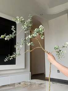36.22-Inch Realistic Artificial Eucalyptus Branch With White Flowers - Greenery Indoor/Outdoor Faux Greenerry, Perfect For Weddings And Home Decorations Tabletop Centerpiece Decoration - Green - View 8