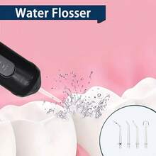 1pc Portable Oral Irrigator /Rechargeable Water Jet Dental Cleaner With 3 Modes And 4 Different Nozzles, The Battery Capacity Is 1200mAh,Suitable For Travel And Home,Great Gifts For Women(Black)
