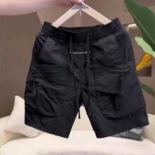 Men's Cargo Shorts With Multiple Pockets, Zipper And Quick-Drying Pants, Thin And Wear-Resistant - 黑色 - 查看 3