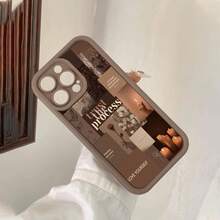 Fashion Flower Pattern Phone Case, Cute Design Phone Protective Cover, Phone Accessory Compatible With IPhone - Coffee Brown - View 6