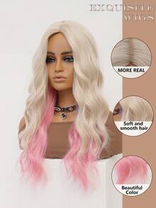 角色扮演假发 金色挑染粉色水波长卷发假发 26 英寸中分式 Greta 万圣节圣诞节假发 服装假发 街头朋克假发 Y2K 摇滚假发 蓬松自然女士合成耐热纤维假发 适合日常派对假发 音乐节假发 前卫学院风格假发 现代时尚哥特式假发 - 漸層粉紅色 - 查看 12