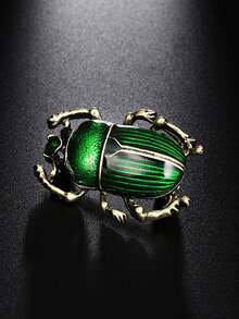 1pc Vintage Enamel Beetle Shape Brooch For Women Men Insect Animal Versatile Clothing Decoration Brooch Jewelry Christmas Gifts - Beetle Brooch - View 4
