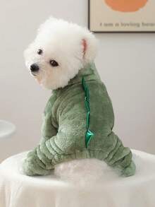 1 Stück Haustierkleidung, Hunde-Katzen-Kostüm-Outfit für kleine Hunde und Welpen, süße, fröhliche Welpen-Katzen-Bekleidung, kleiner Hund Herbst/Winter warmes, bequemes Dinosaurier-Cosplay-Outfit